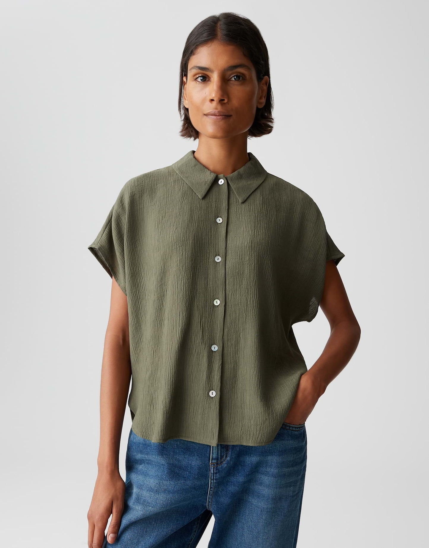 OPUS BLOUSE FASINGA OLIVE LEAF