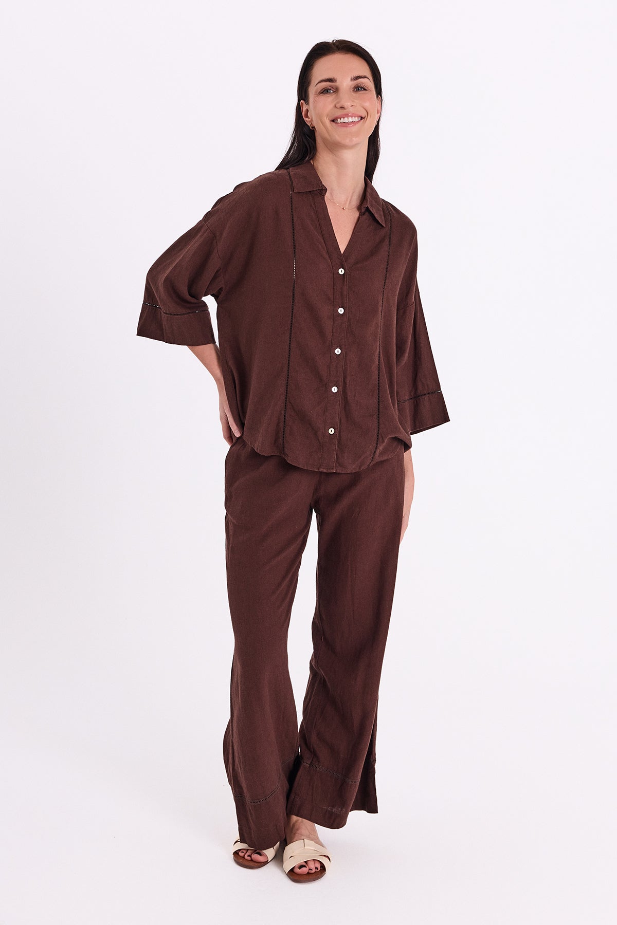 FREEQUENT BROEK LALUNA COFFEE BEAN