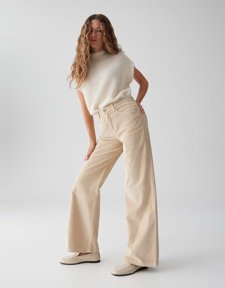 OPUS BROEK MINAH PALAZZO CORD MACADAMIA