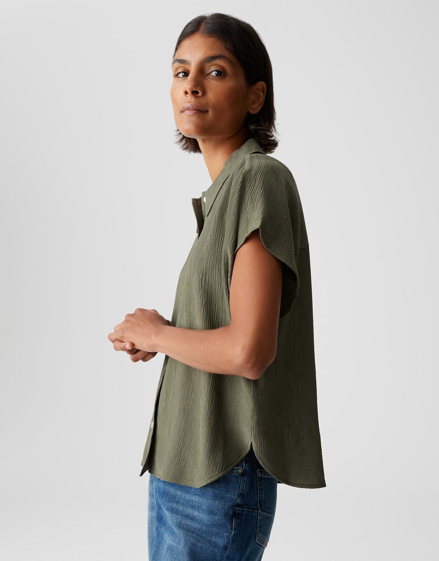 OPUS BLOUSE FASINGA OLIVE LEAF