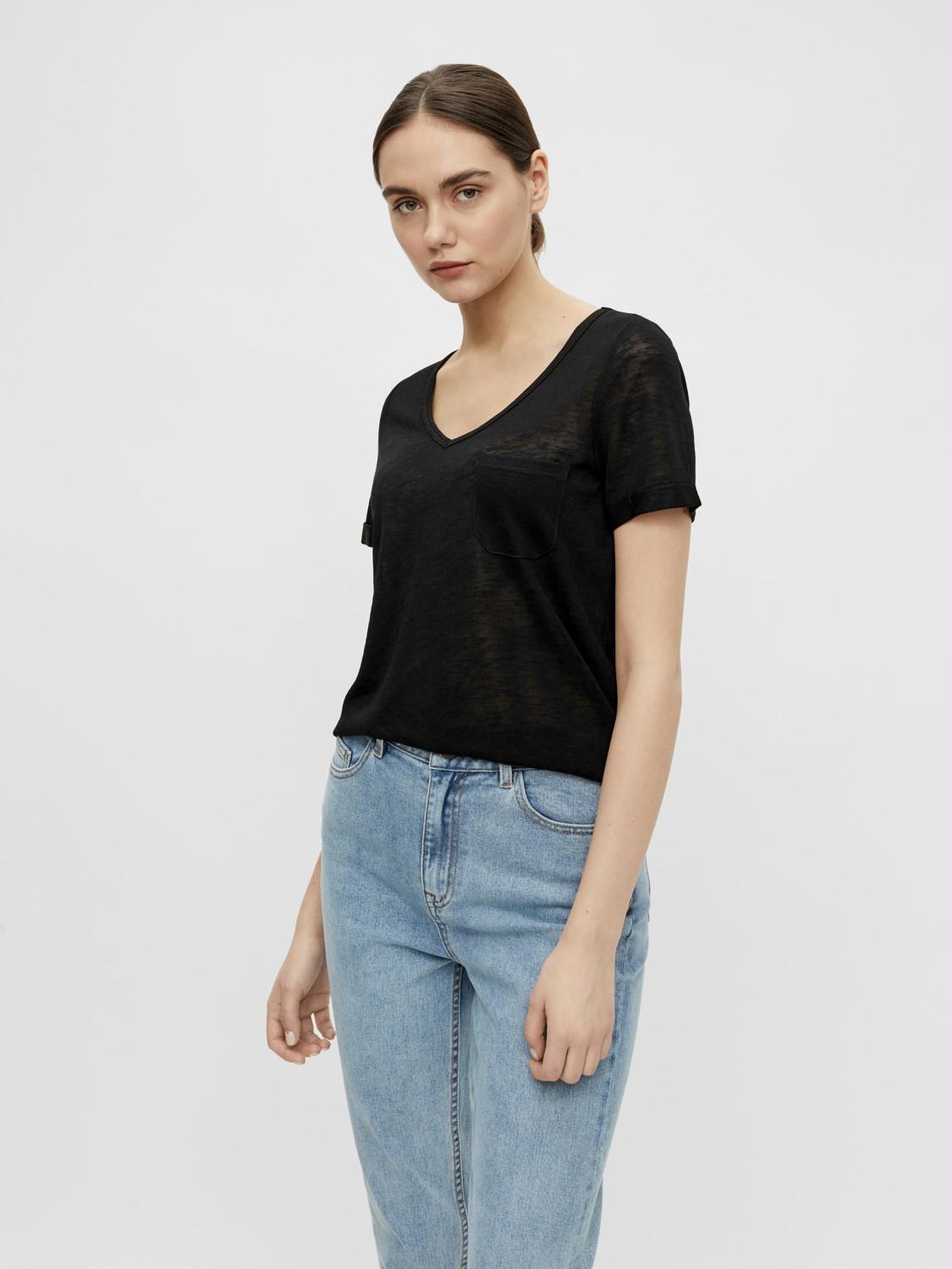 OBJECT T-SHIRT TESSI SLUB BLACK