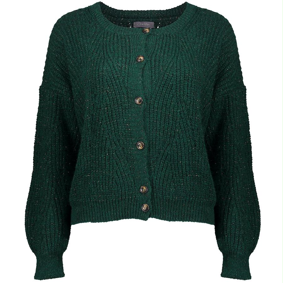 GEISHA VEST LUREX FOREST GREEN