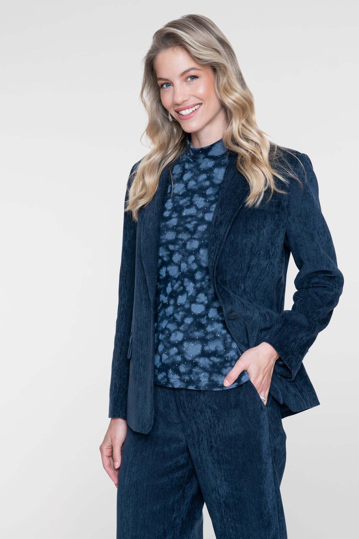 GEISHA TOP MET RHINESTONES DARK BLUE