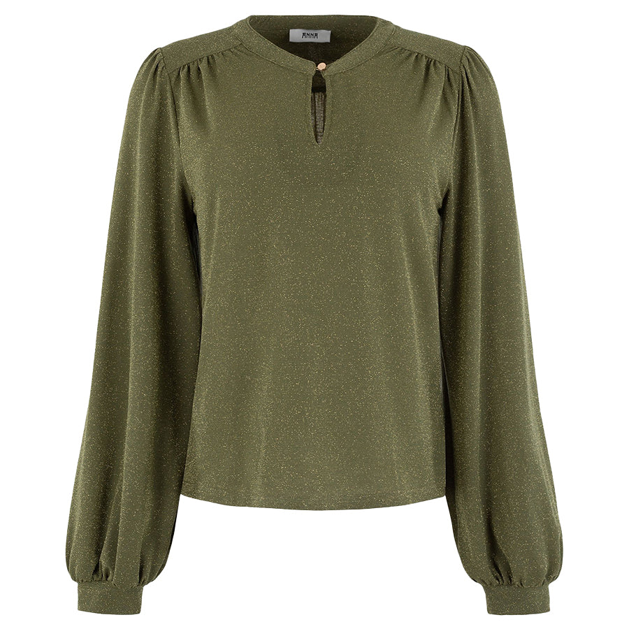 ANNA BLOUSE LUREX OLIVE GREEN