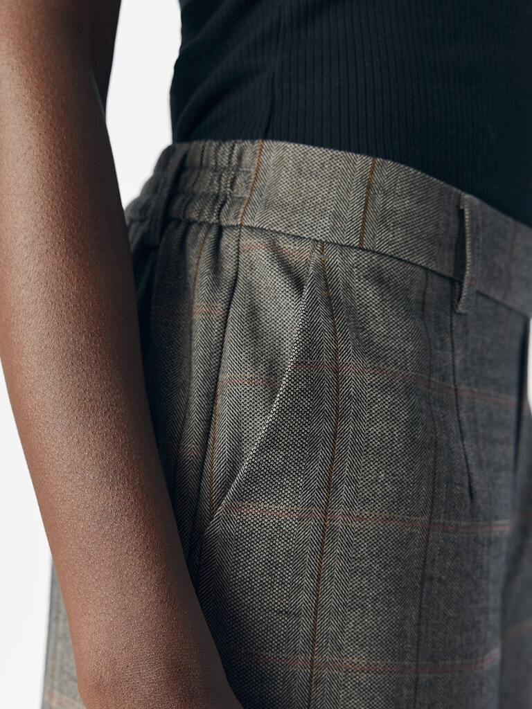 OBJECT BROEK LISA WIDE BLACK/HUMUS + TANNIN