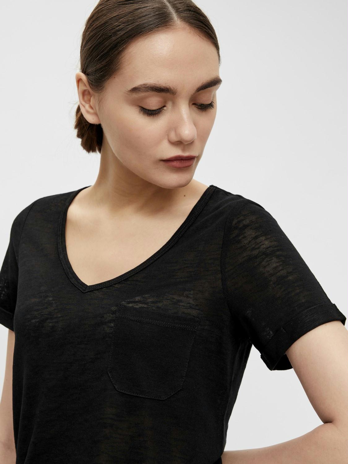 OBJECT T-SHIRT TESSI SLUB BLACK