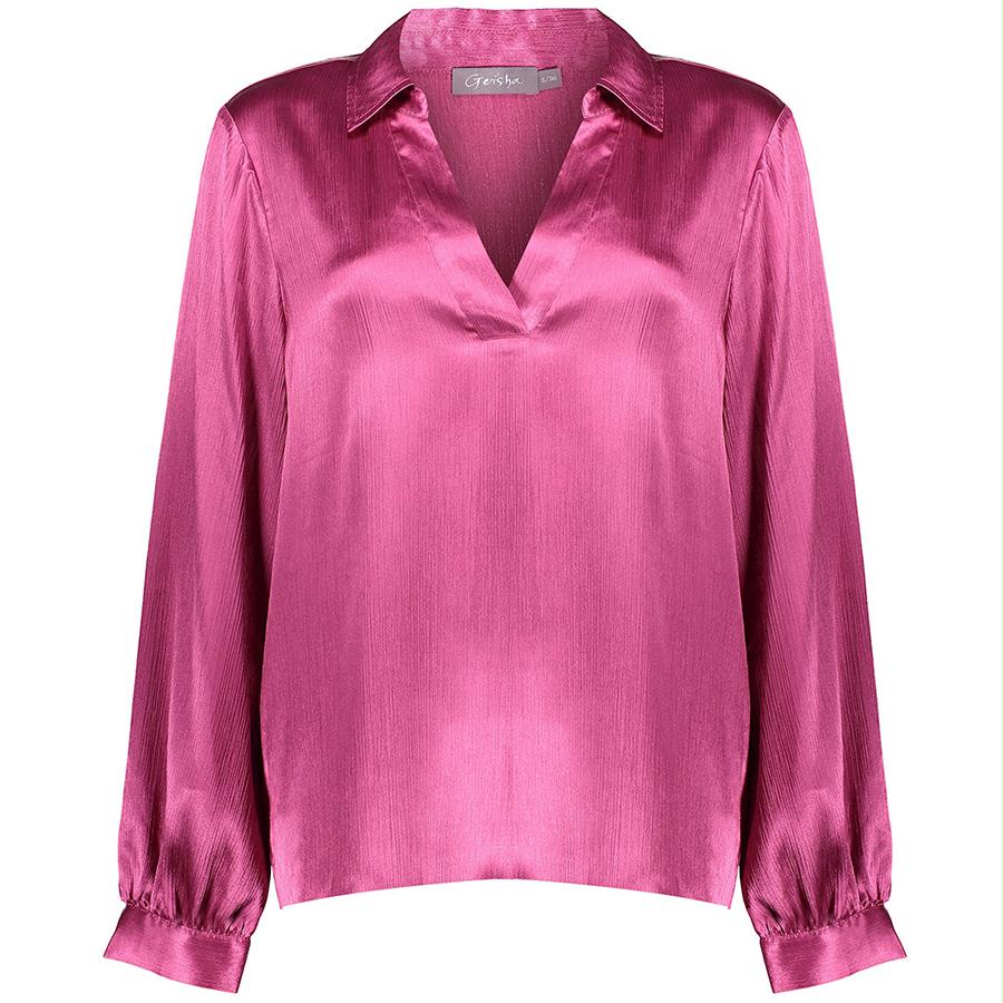 GEISHA BLOUSE SATIN RASPBERRY