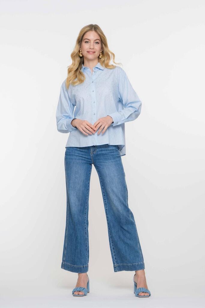 GEISHA JEANS WIDE LEG STONEWASH DENIM