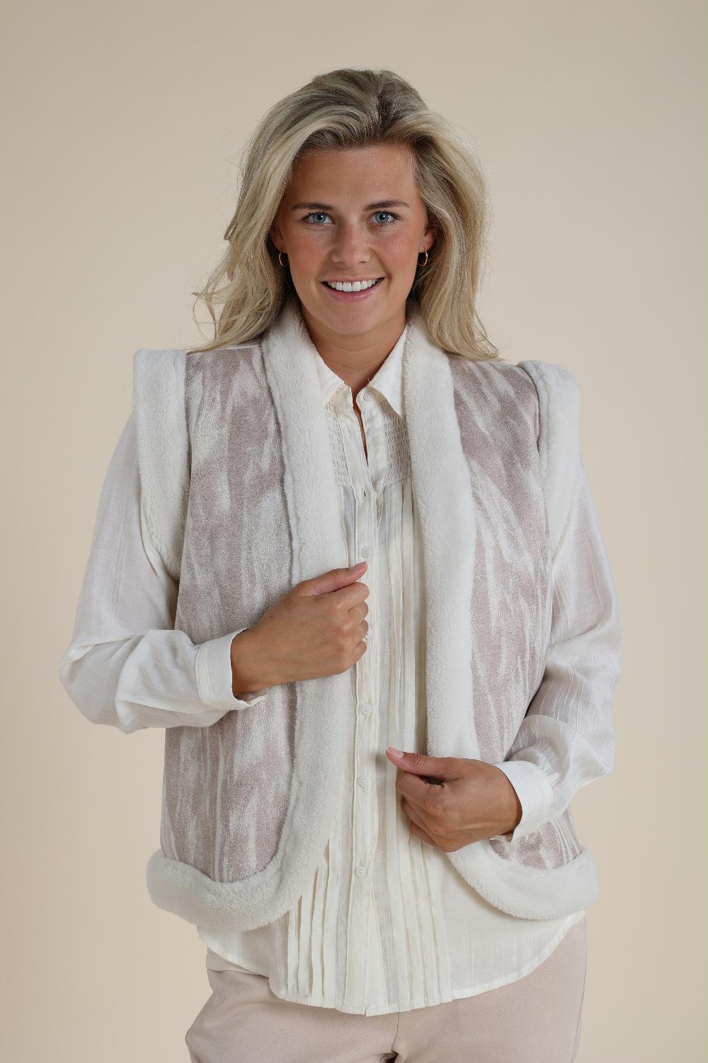 NUKUS GILET ELISE TEDDY OFF WHITE