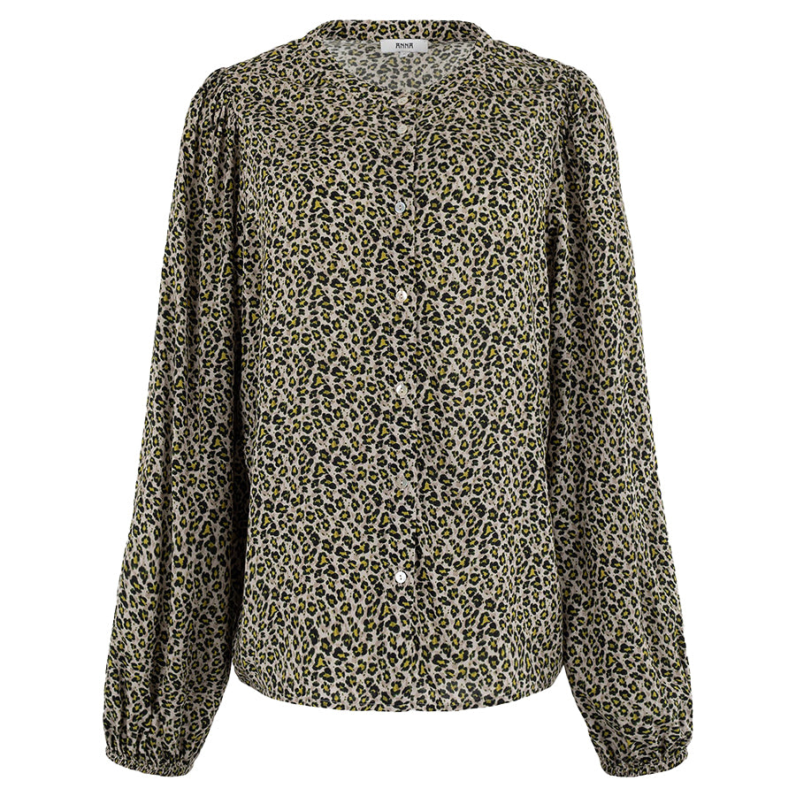 ANNA BLOUSE PANTERPRINT OLIVE DESSIN