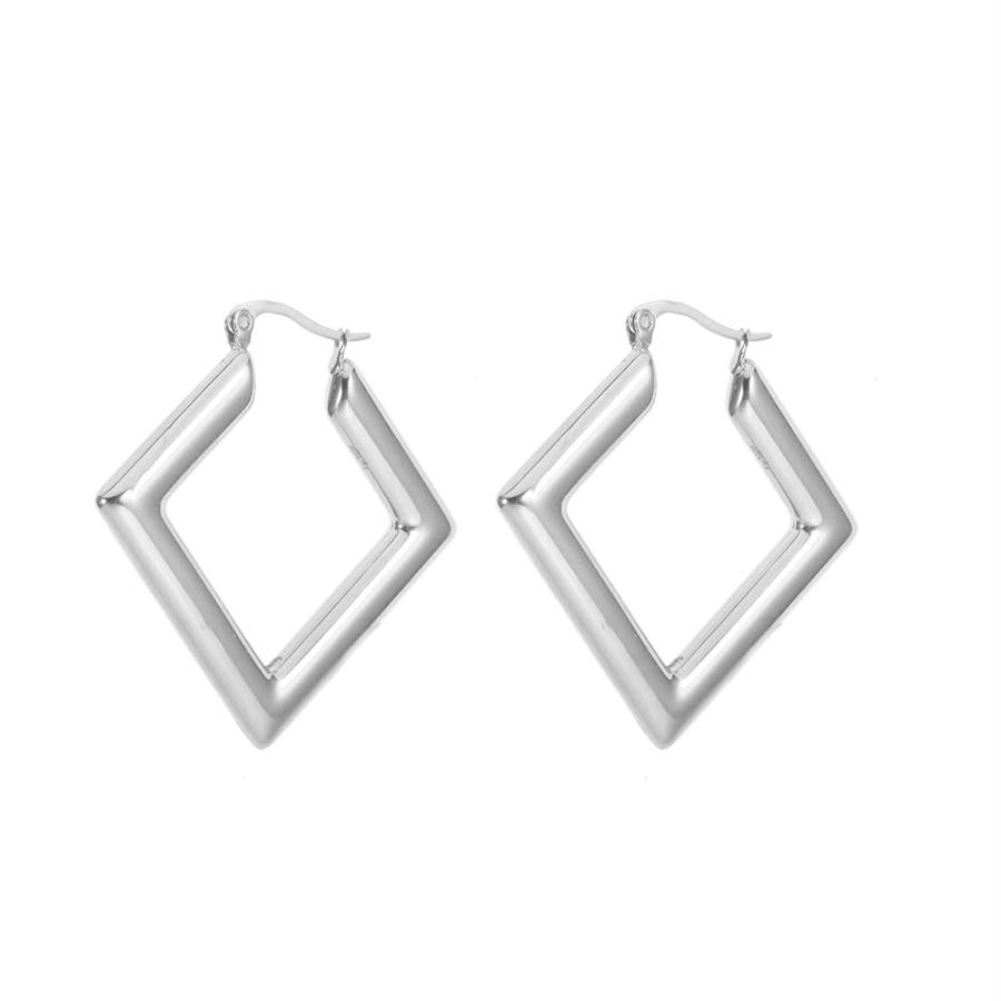 BY JAM OORBELLEN DIAMOND SHAPE SILVER