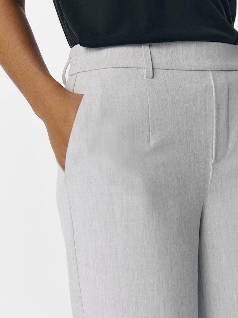 OBJECT BROEK LISA WIDE LIGHT GREY MELANGE