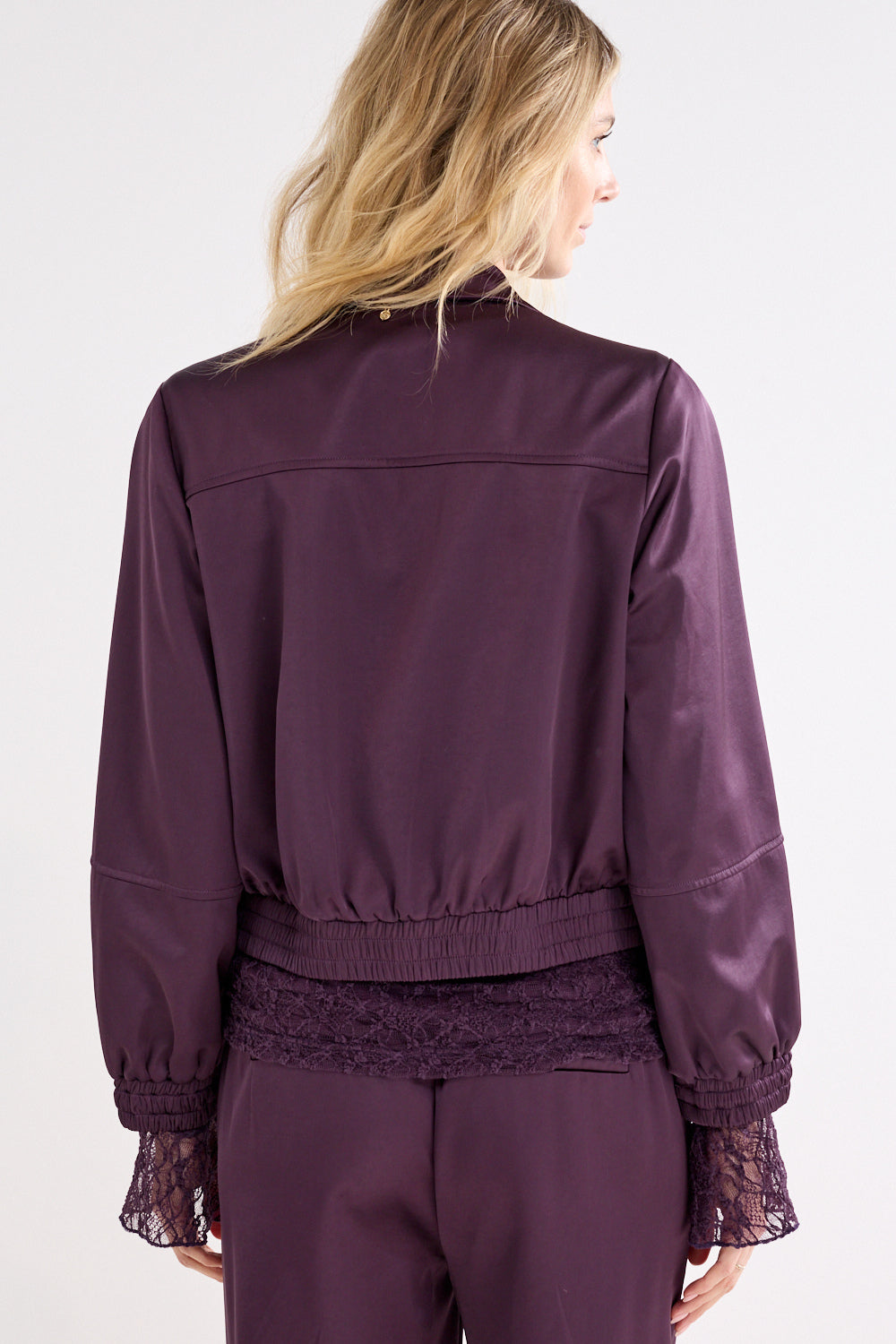 TRAMONTANA JACKET BONDED SATIN AUBERGINE NOIR
