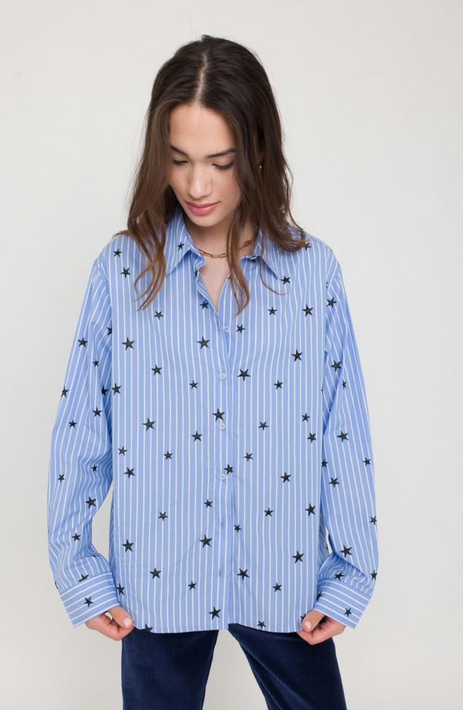 ANNA BLUE BLOUSE LAUREEN EMBROIDERY LIGHT BLUE