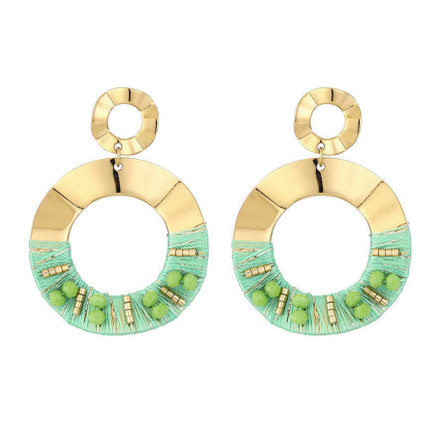 SUNSET OORBELLEN BEADS GOLD/GREEN