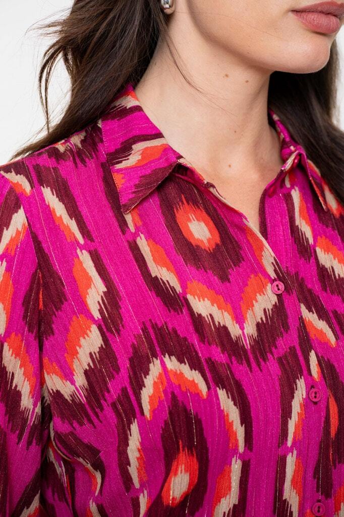 GEISHA BLOUSE GRAFISCHE PRINT PINK/FUCHSIA