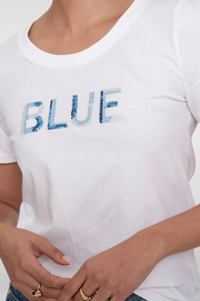 GEISHA T-SHIRT SEQUENCES OFF-WHITE/BLUE