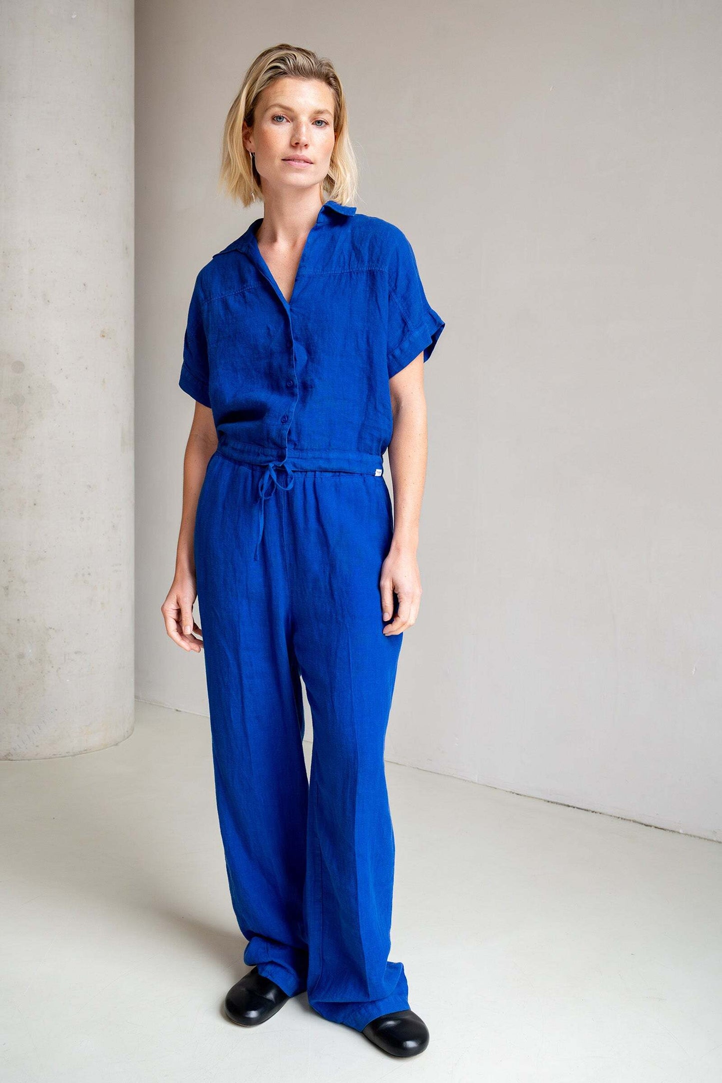 PENN&INK BROEK LINEN ROYAL BLUE