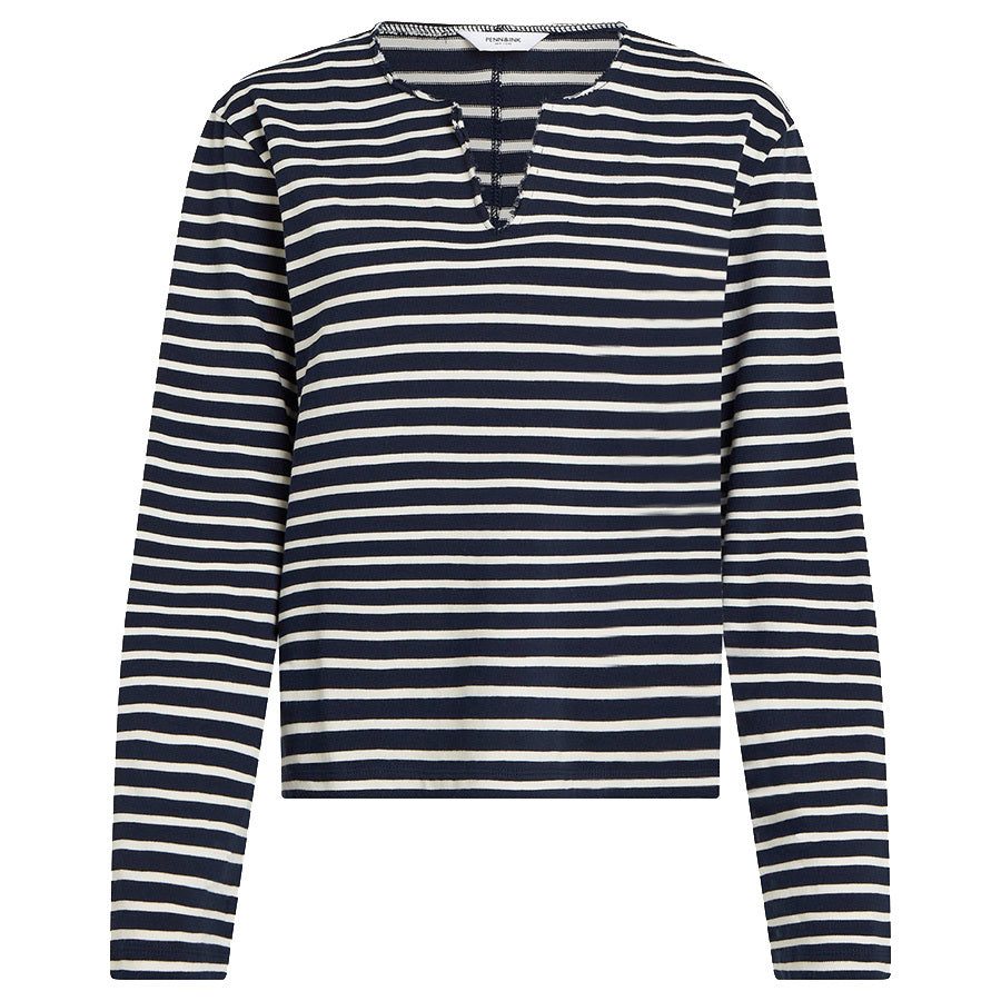 PENN&INK SHIRT STRIPE NIGHT/ECRU