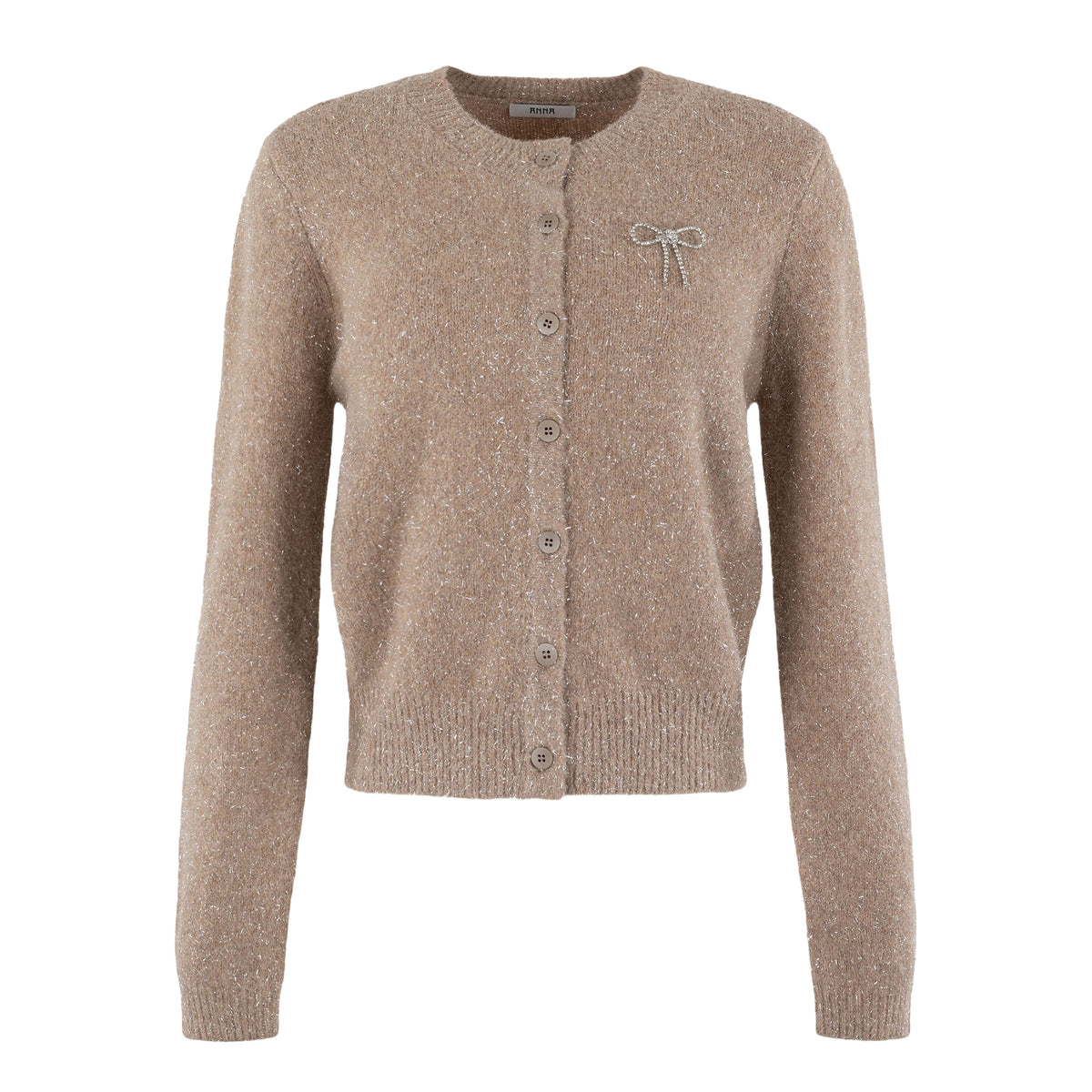 ANNA VESTJE MET STRIKBROCHE DARK BLUSH SOLID
