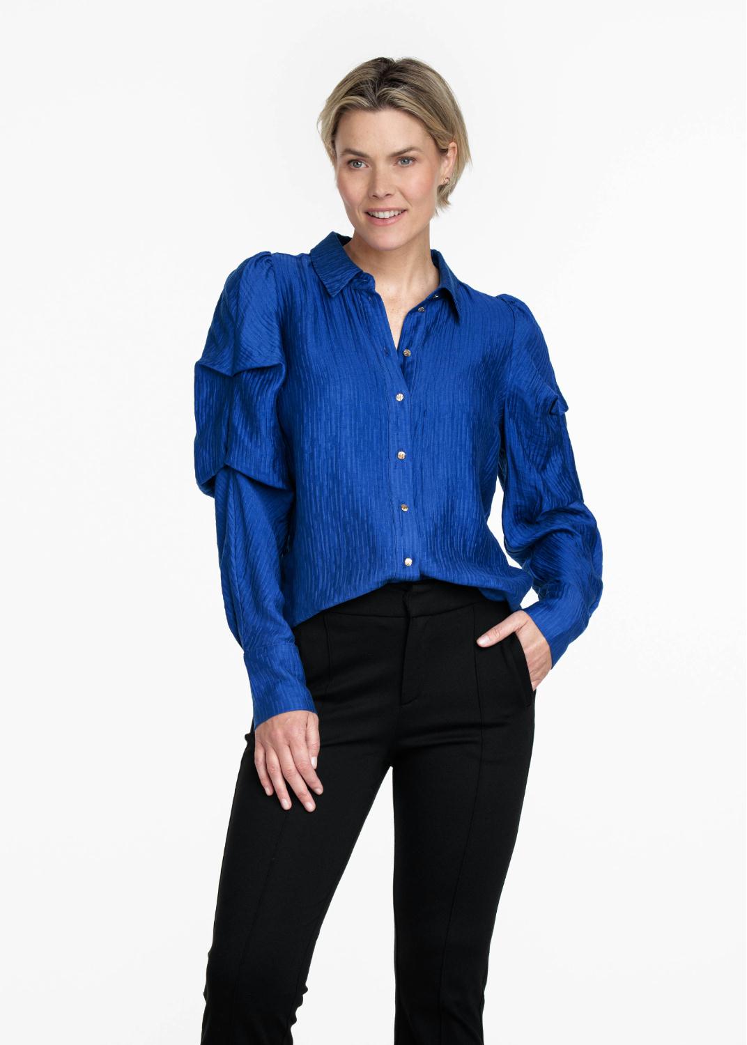TRAMONTANA BLOUSE FANCY SLEEVES BRIGHT BLUE