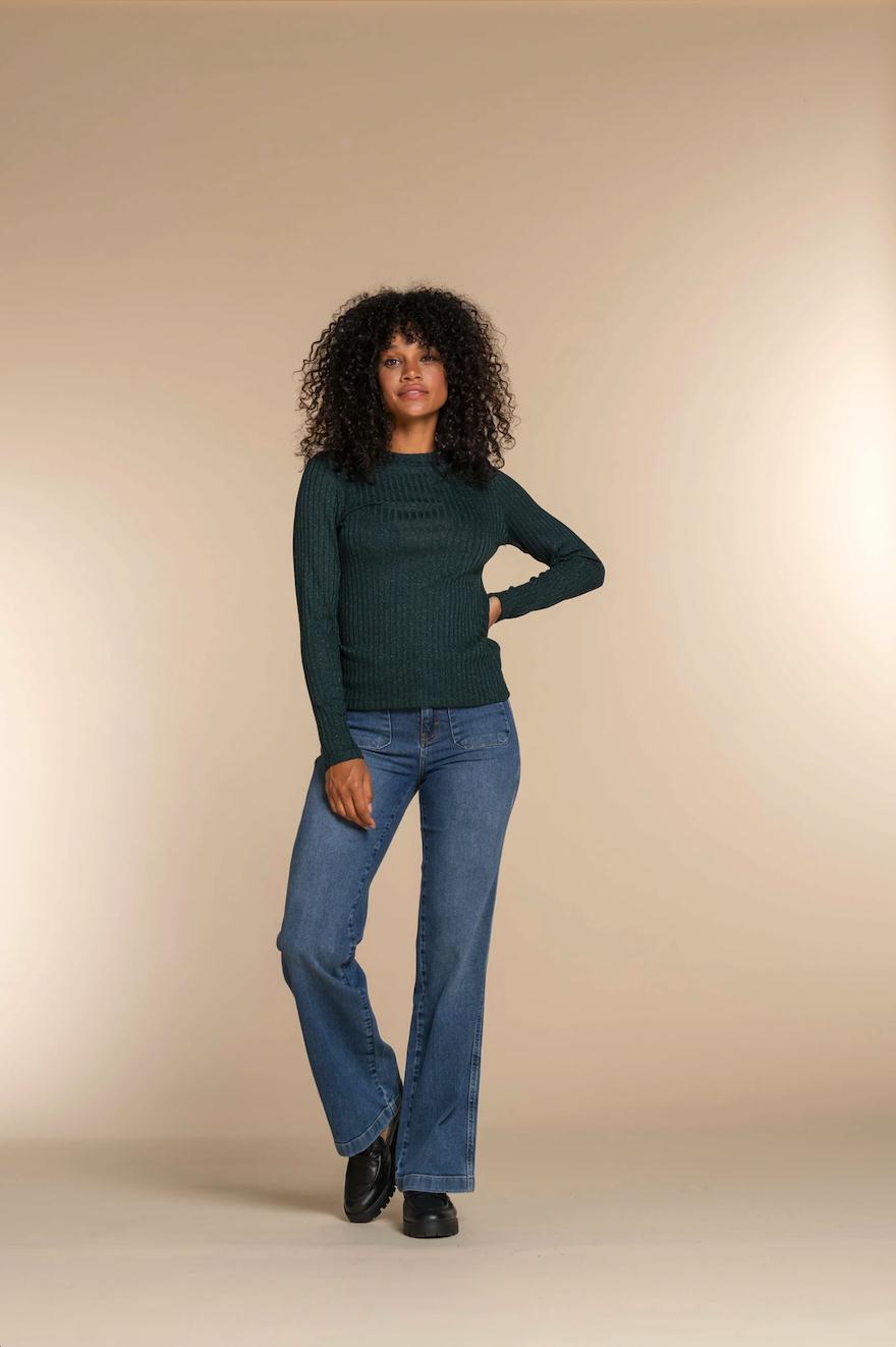 GEISHA FLARED JEANS MID BLUE DENIM