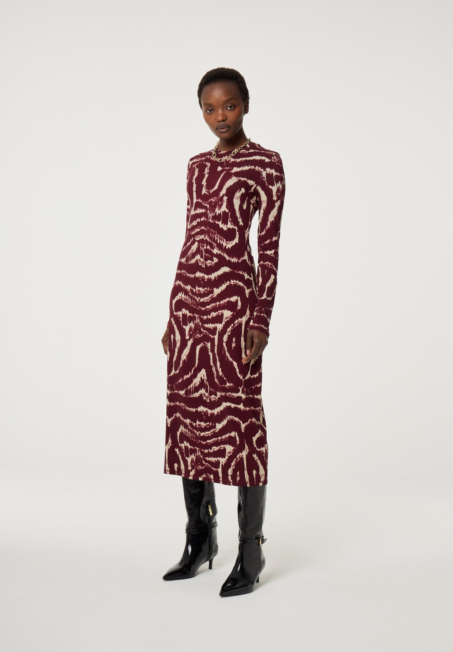 FABIENNE CHAPOT JURK QUINT DEEP BURGUNDY/CREAM