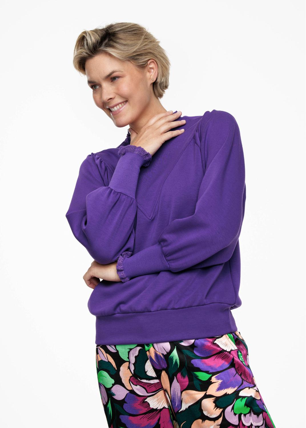 TRAMONTANA SWEATER KNITTED COLLAR PURPLE