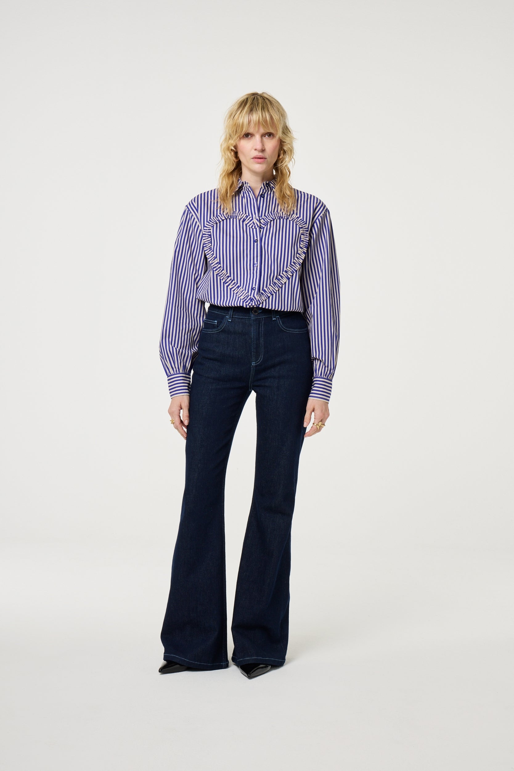 FABIENNE CHAPOT BLOUSE ALEX HEART COSY WHITE/ROYAL COBALT