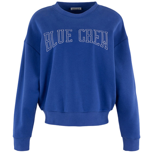 ANNA BLUE SWEATER BLUE CREW COBALT SOLID