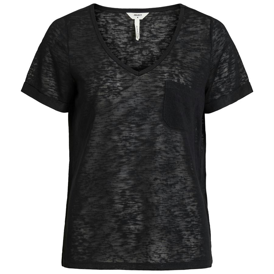 OBJECT T-SHIRT TESSI SLUB BLACK