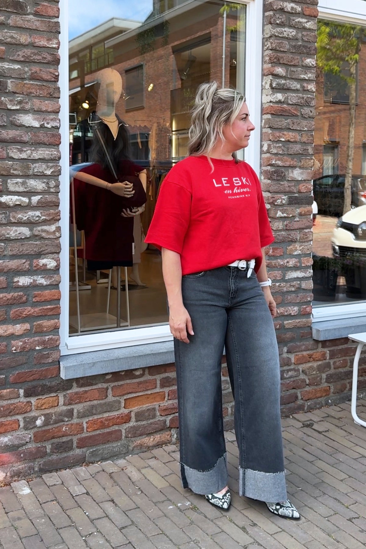 PENN&INK SWEATER LE SKI TOMATO/ECRU