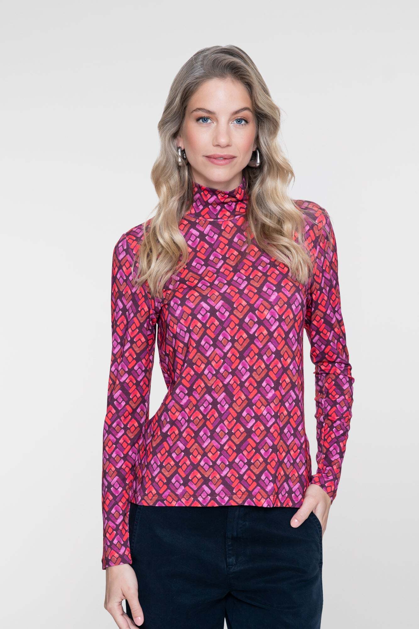 GEISHA TOP GRAFISCHE PRINT PURPLE/CORAL