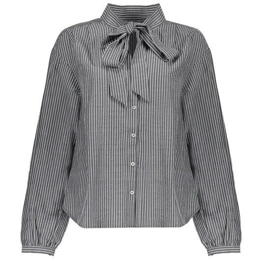 GEISHA BLOUSE BOW GREY/WHTIE