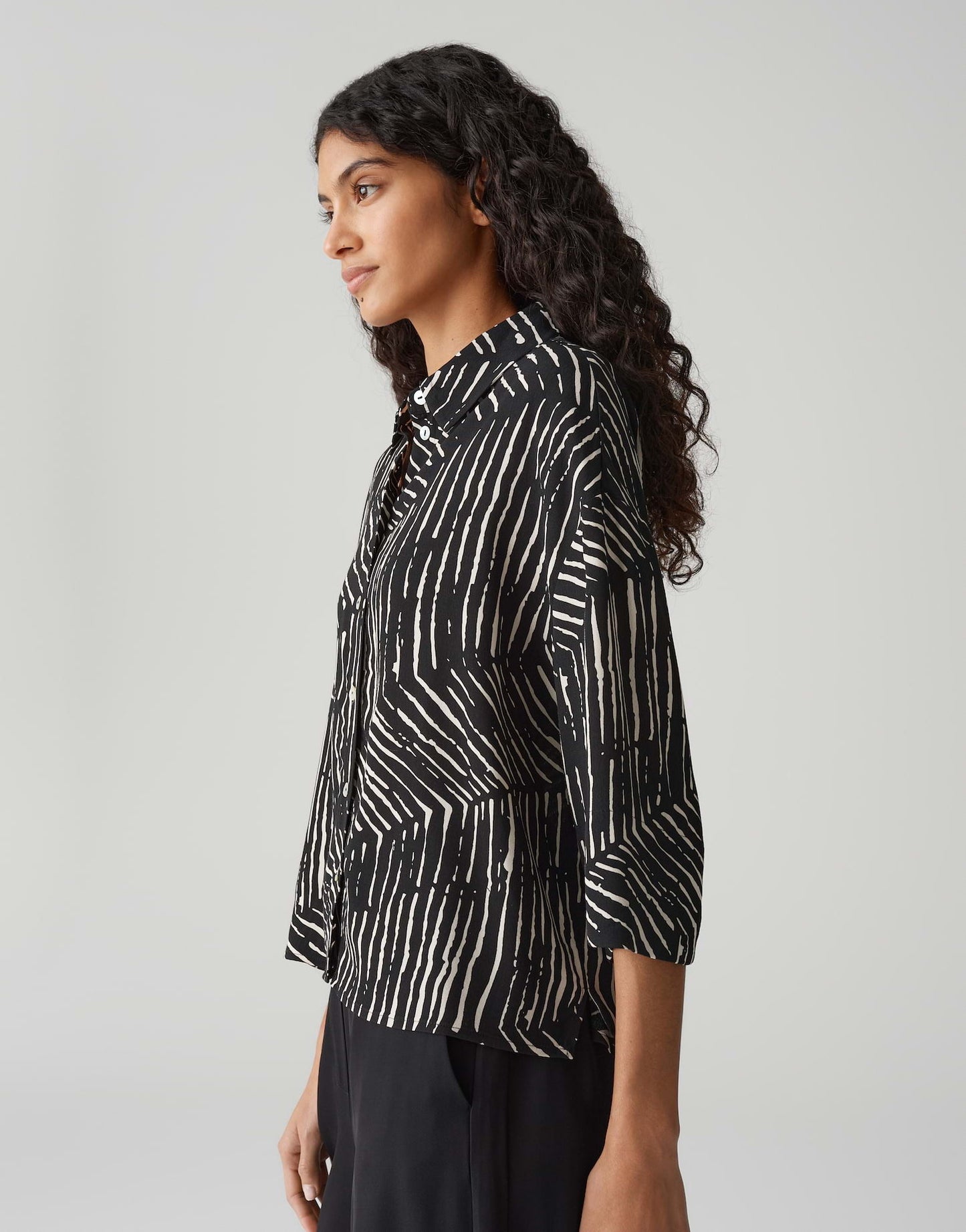 OPUS BLOUSE FIANA PALM LEAVES BLACK