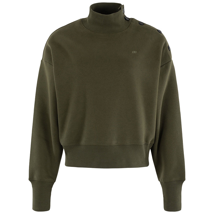 ANNA BLUE SWEATER CREW CROPPED OLIVE