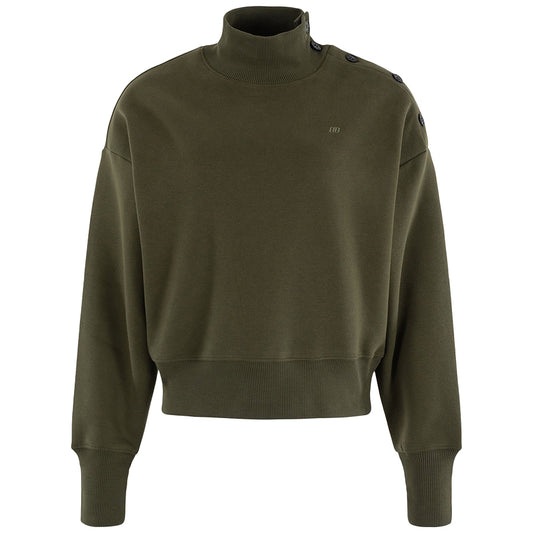 ANNA BLUE SWEATER CREW CROPPED OLIVE