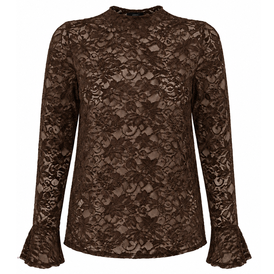 TRAMONTANA TOP VELVET STRETCH LACE CHOCOLATE