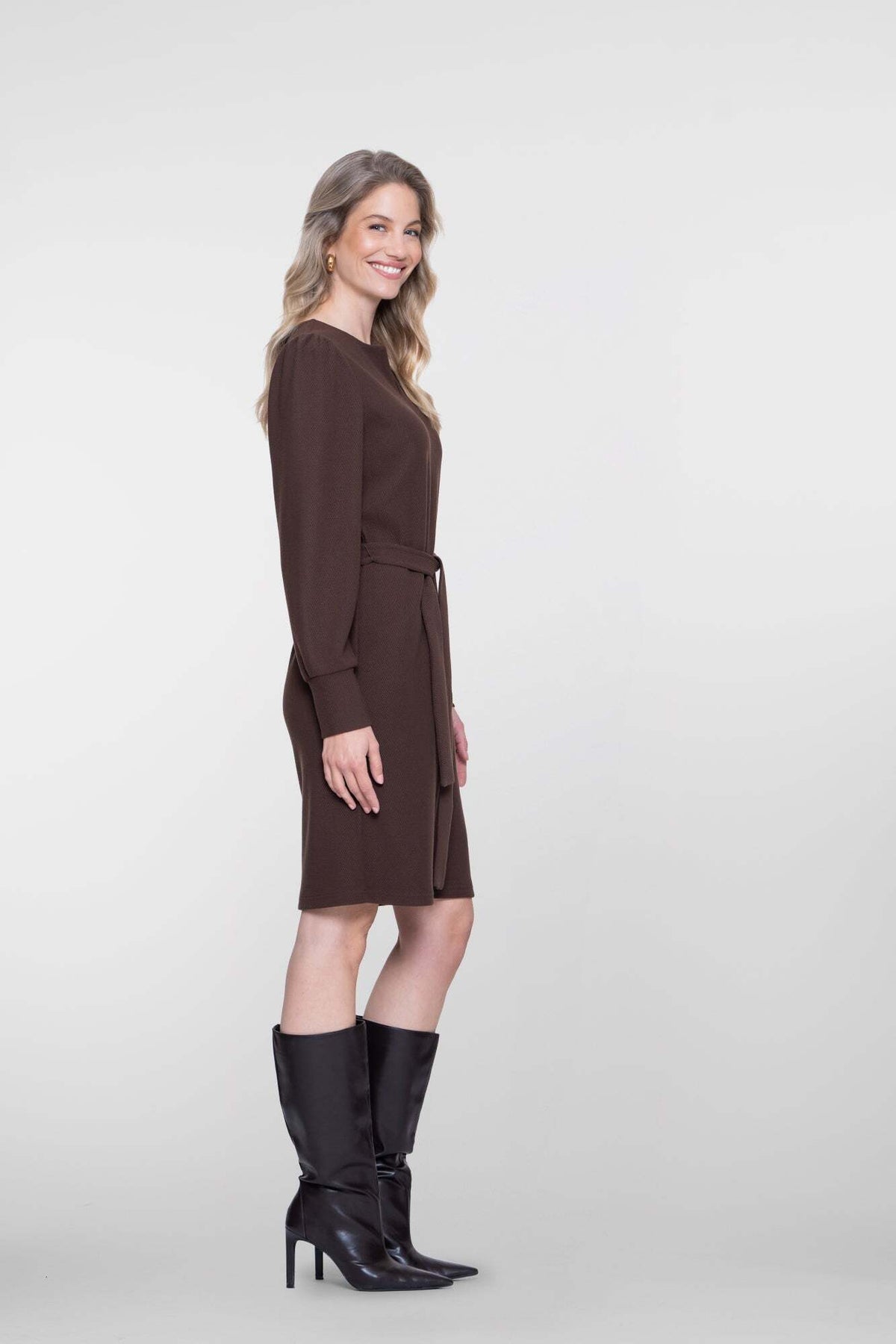 GEISHA JURK  MET STRIKCEINTUUR BROWN