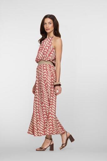 GEISHA ROK MET PRINT CORAL RED/SAND