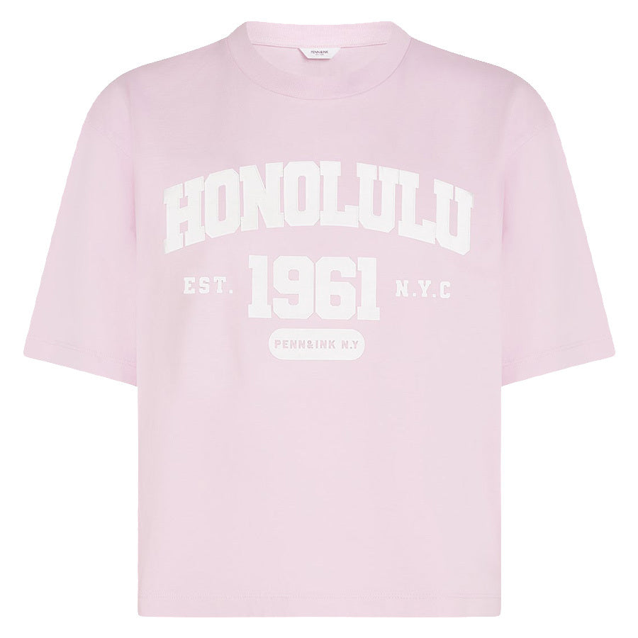 PENN&INK T-SHIRT PRINT ORCHID/WHITE