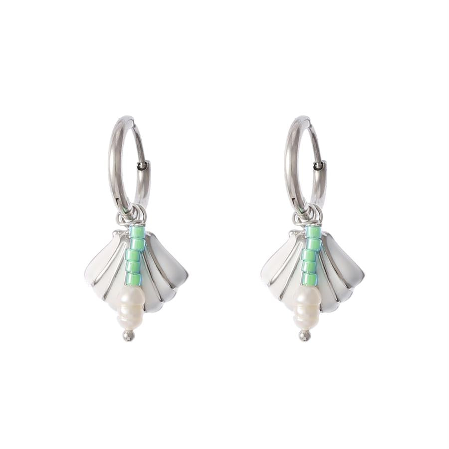 JF BLOSSOM OORBELLEN SCHELP ZILVER