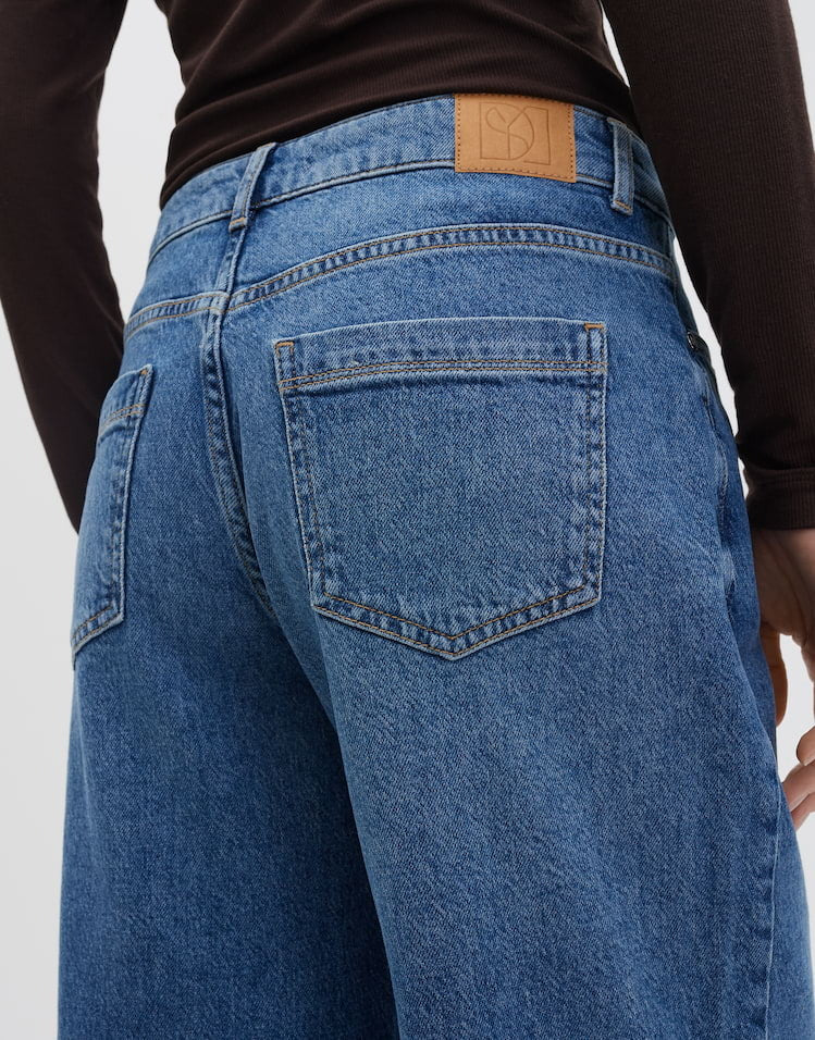 SOMEDAY JEANS CELLMA BARREL DETAIL MID DRIFT BLUE