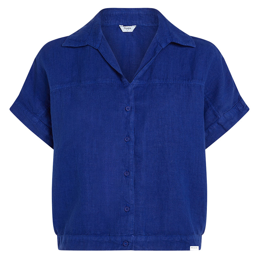 PENN&INK BLOUSE LINEN ROYAL  BLUE
