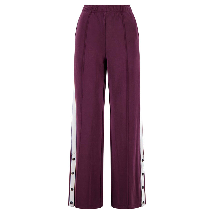 ZUSSS WIDELEG JOGGER BROEK MET ZIJBIES BURGUNDY