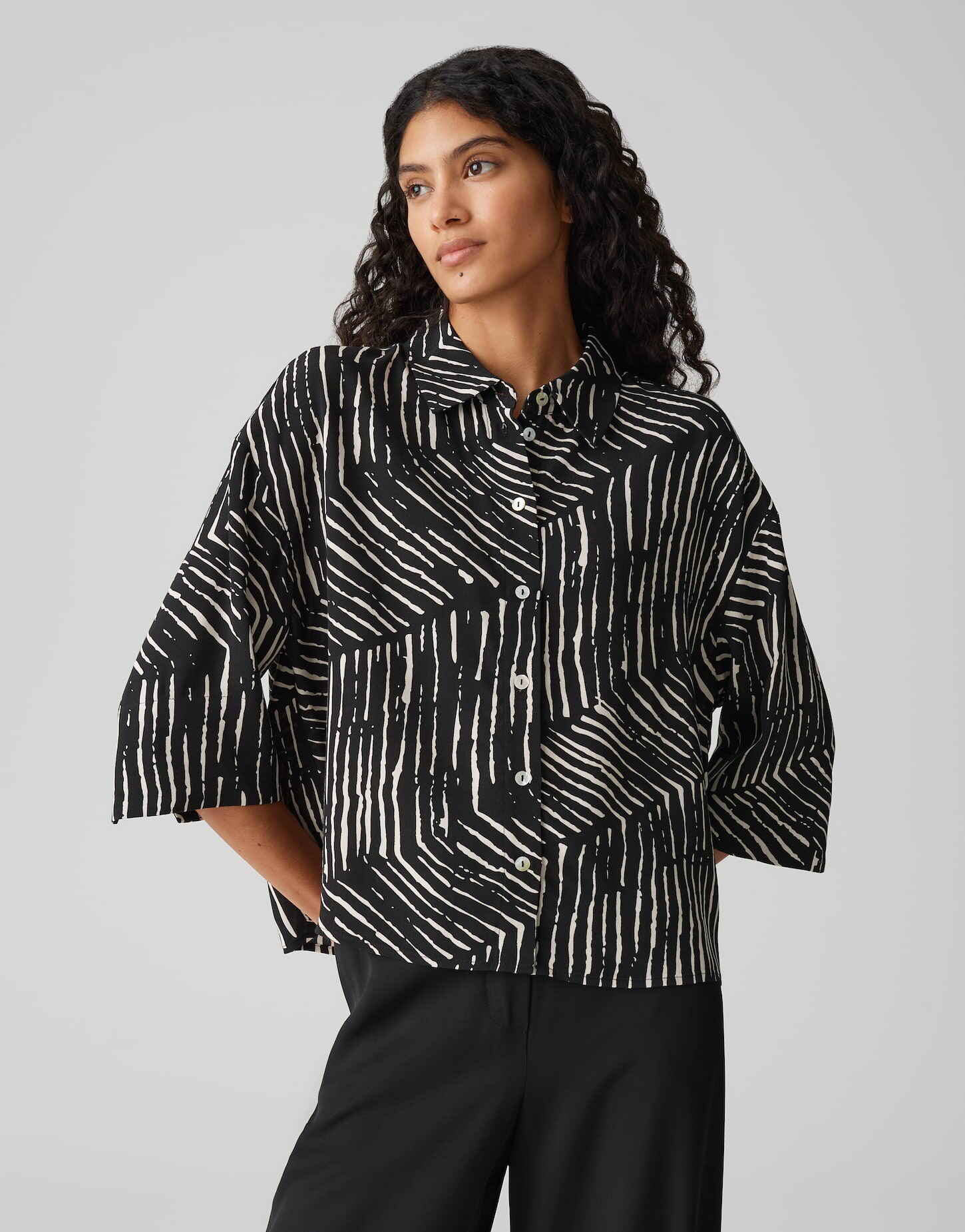 OPUS BLOUSE FIANA PALM LEAVES BLACK