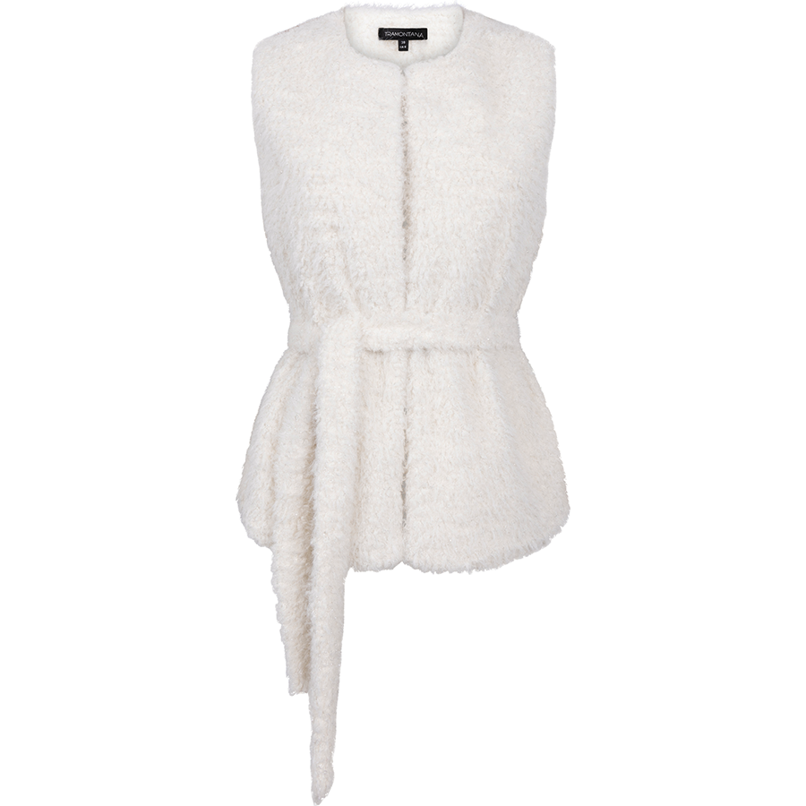 TRAMONTANA GILET BELTED TEDDY SNOW