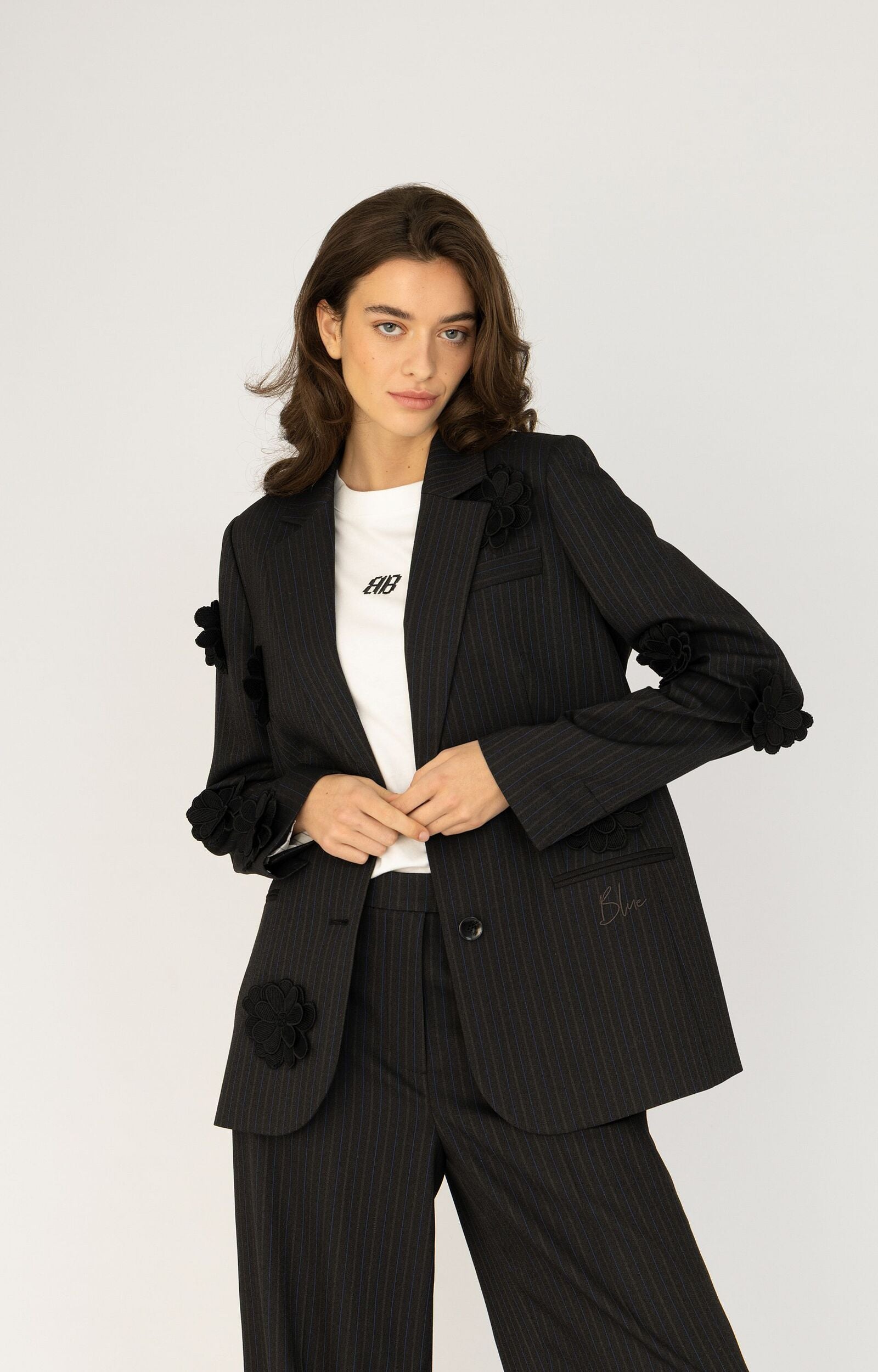 ANNA BLUE BLAZER EMMI ANTRA MELANGE