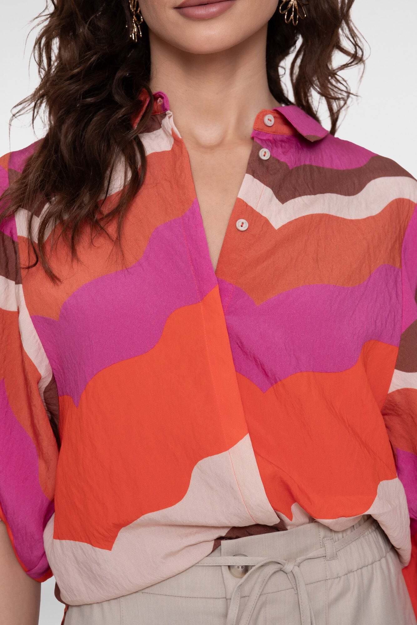 GEISHA BLOUSE WAVE PRINT ECRU