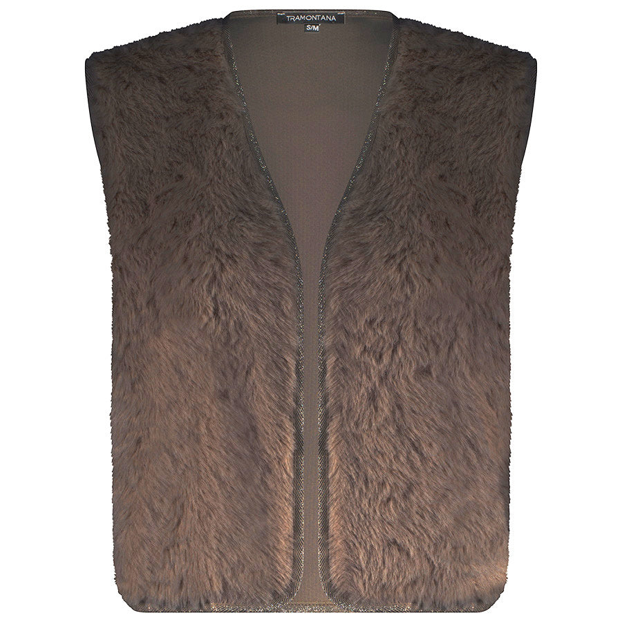 TRAMONTANA GILET FAUX FUR MID BROWN